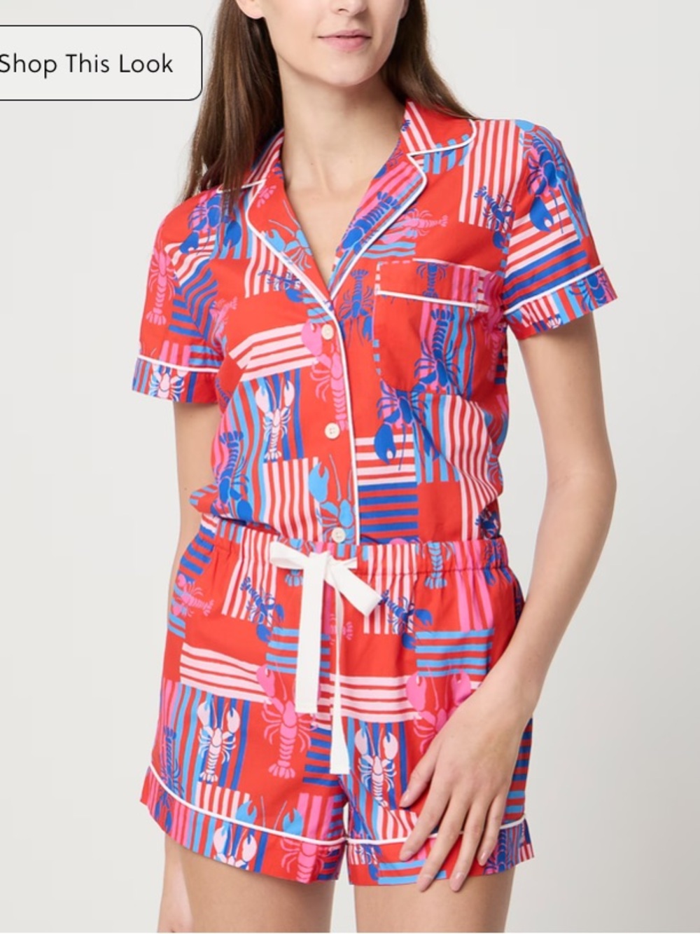 NWT Short-sleeve top and short pajama set (Vibrant Flame) Size Small
